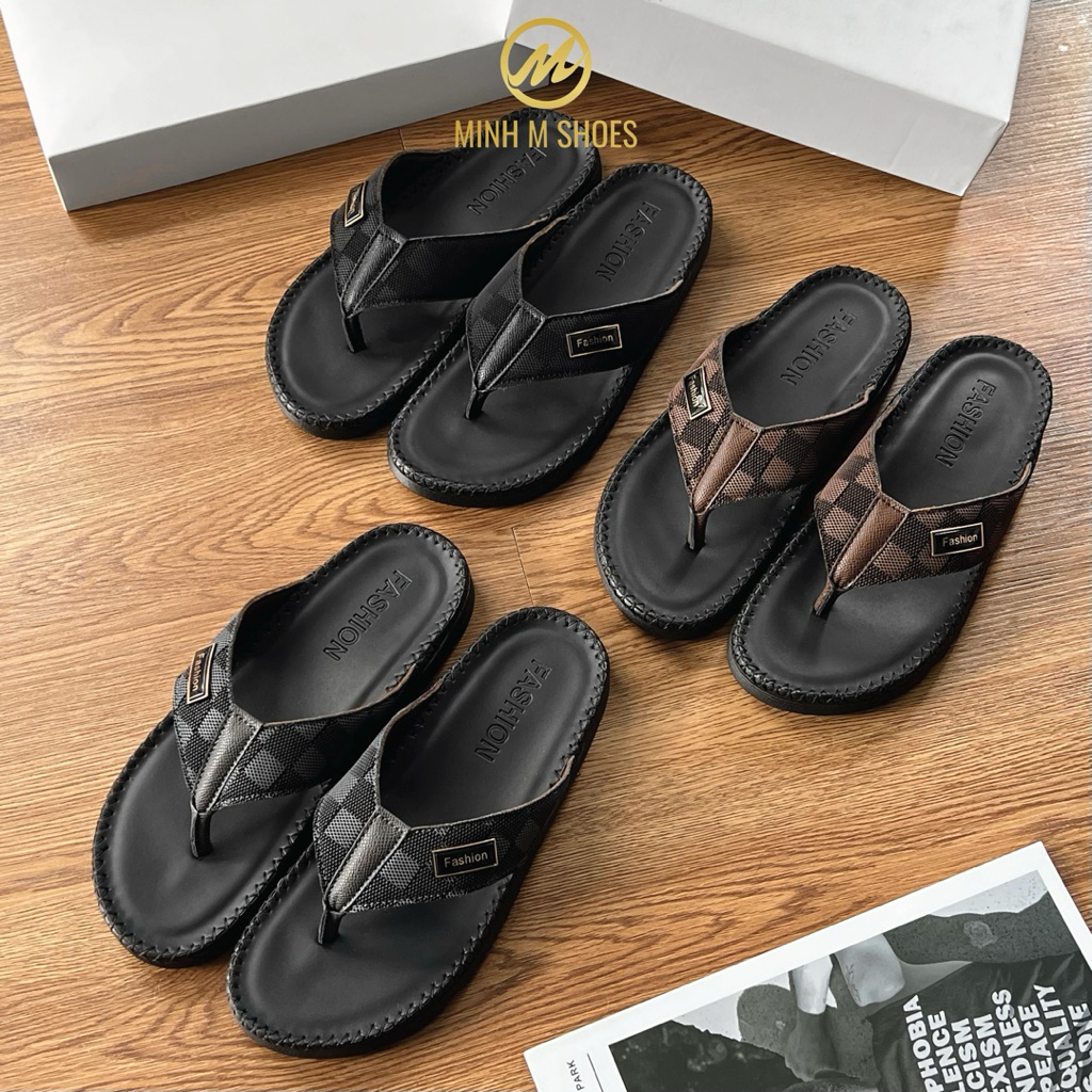 [ MINH M SHOES ] Dép Kẹp caro khoá Hiệu Fashion, Nhập Khẩu Đế Nhẹ Êm Khâu Chỉ Miễn Phí