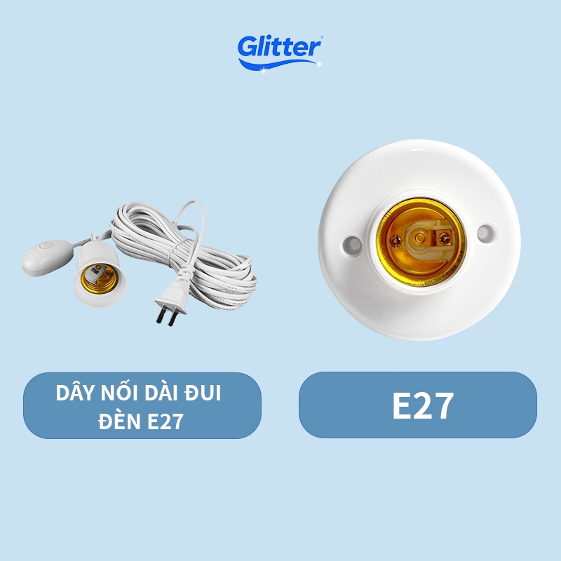 Đui chuôi đèn E27 liền dây điện có công tắc và phích cắm dài 2m,Đui đèn E27