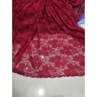Vải ren thun co giãn chất đẹp (màu trắng, khổ 1.6m)