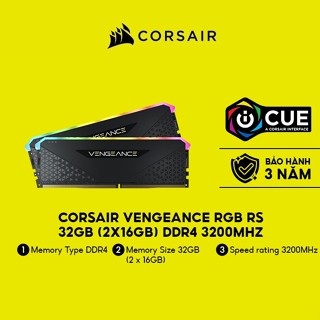 Bộ nhớ Ram CORSAIR VENGEANCE RGB RS 32GB (2x16GB) DDR4 3200MHz CMG32GX4M2E3200C16