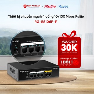 Bộ Chia Mạng Switch Ruijie Reyee RG-ES106F-P - Switch POE 6 Cổng 10/100 Mbps Vỏ Kim Loại