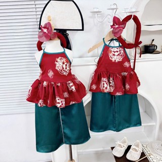 Set áo yếm đuôi xòe phồng kèm quần chất lụa mát xịn xò cho bé yêu