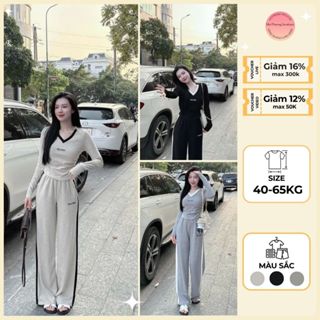 A150 SET MIUMIU CỔ TIM LÉ CỔ QUẦN Set Bộ Đồ Nữ Sang Chảnh Cá Tính Năng Động Áo Dài Tay Quần Dài Ống Suông 2size 40-65kg