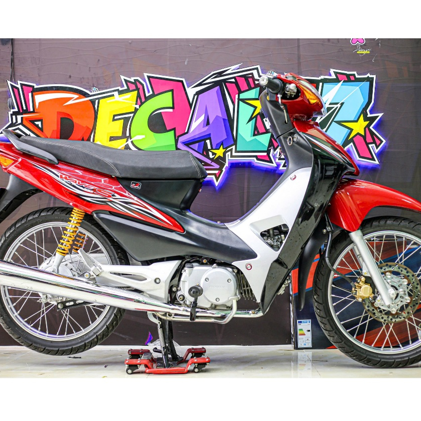 TEM RỜI WAVE A WAVE S 100 LỬA ĐỎ ĐEN DECAL 3 LỚP