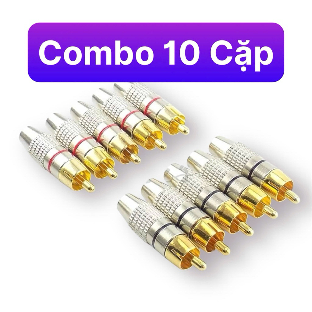 (Combo 10 cặp) Cặp Jack AV Bông Sen Vặn ốc. J-RCA