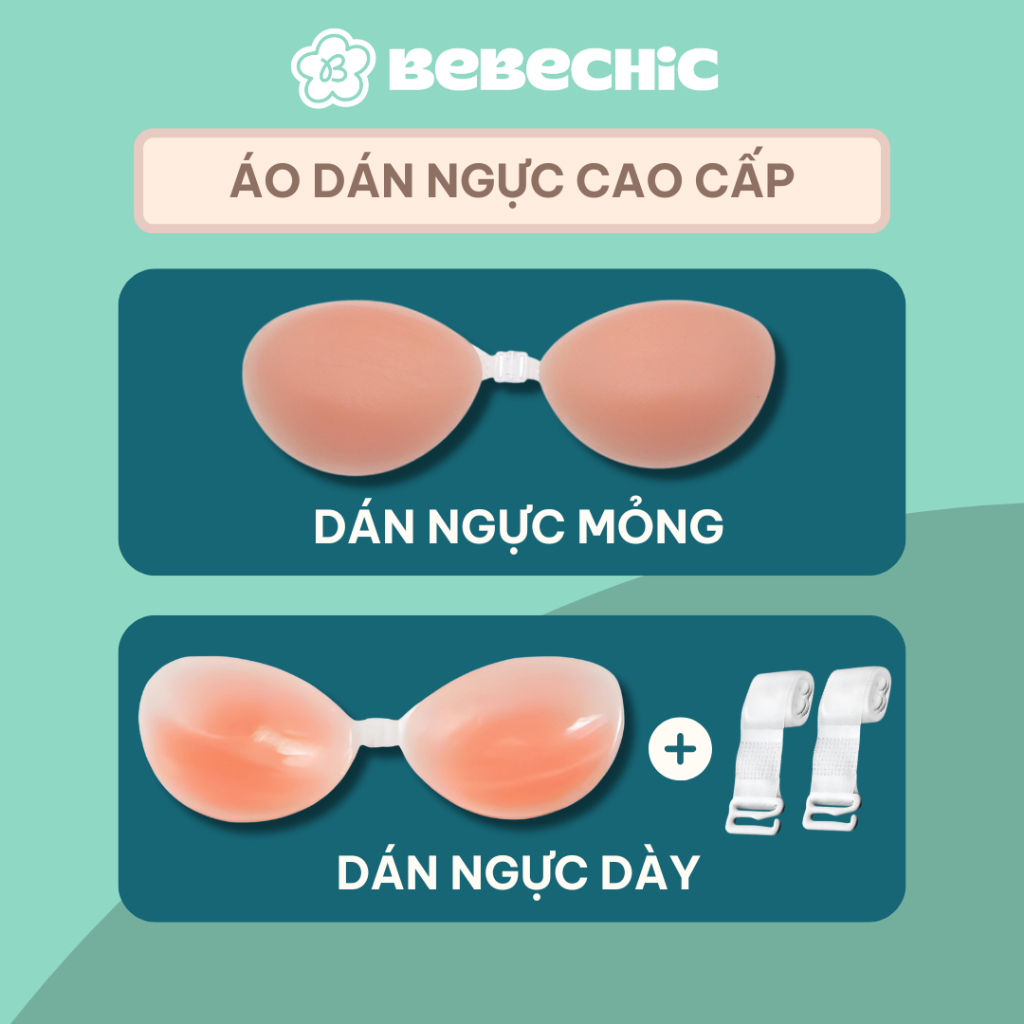 Áo Dán Ngực Silicone Trong Suốt BEBECHIC Cao Cấp Tạo Khe Nâng Ngực, Cài Trước Chắc Chắn