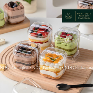  Set 10 Ly nhựa cứng đựng bánh mousse tiramisu redvelvet có kèm nắp - GD2013 