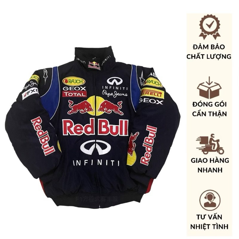 Áo Khoác Dù in RedBull Biker lót trong đen, mẫu in cực ngầu biker