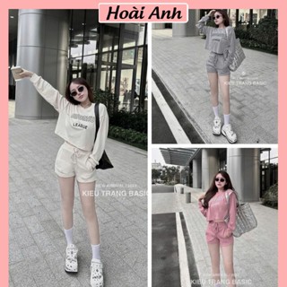 Set Bộ Đồ Nữ Miumiu LEAGUE Áo Dài Tay Dáng Lỡ Mix Quần Sooc Đùi Freesize