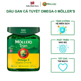Dầu gan cá tuyết Omega 3 và Vitamin A, D, E Mollers TRAN nội địa Na Uy (100 viên)