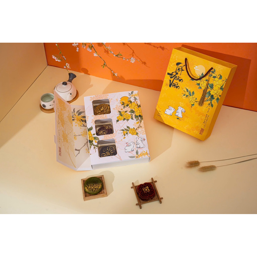 [Hộp Bánh Trung Thu 2025] Ảnh Thật Hộp 6 Bánh Mini 75gr Tone Vàng Phù Hợp Tặng Quà Công Nhân Viên, B