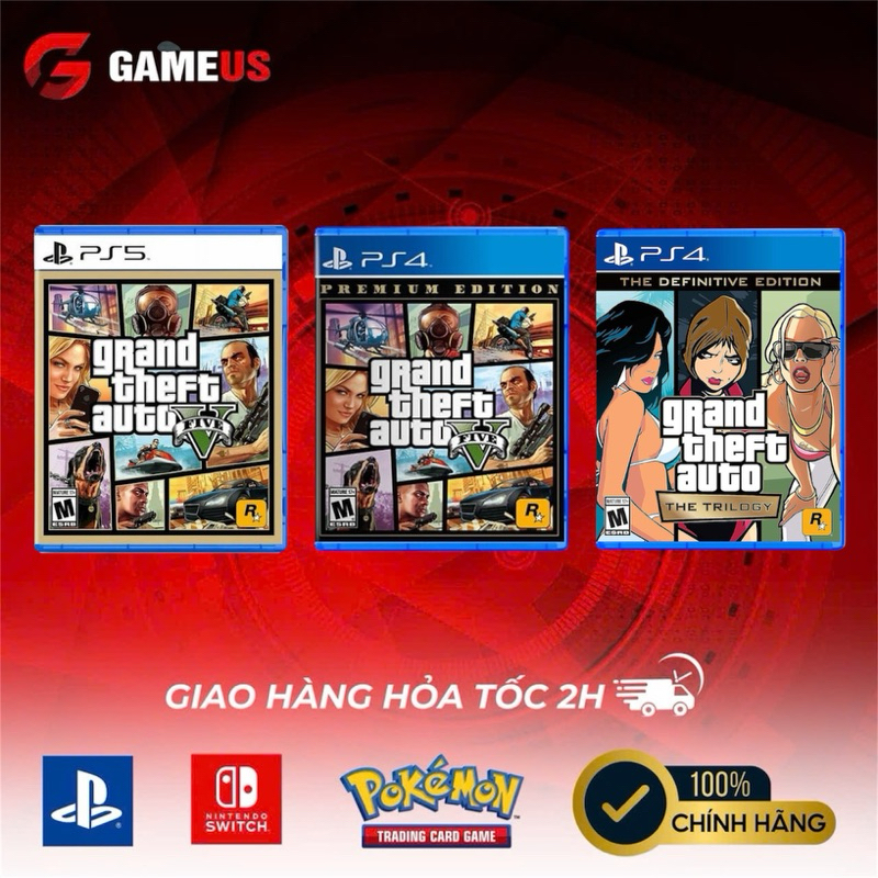 Đĩa Game PS4 : Grand Theft Auto V Premium Online Edition Hệ US