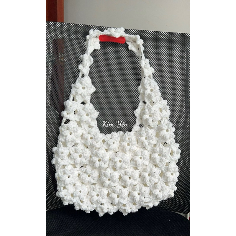 [Ảnh Thật] Túi Hoa 6 cánh đeo vai bằng Len Handmade,nhận móc theo yêu cầu