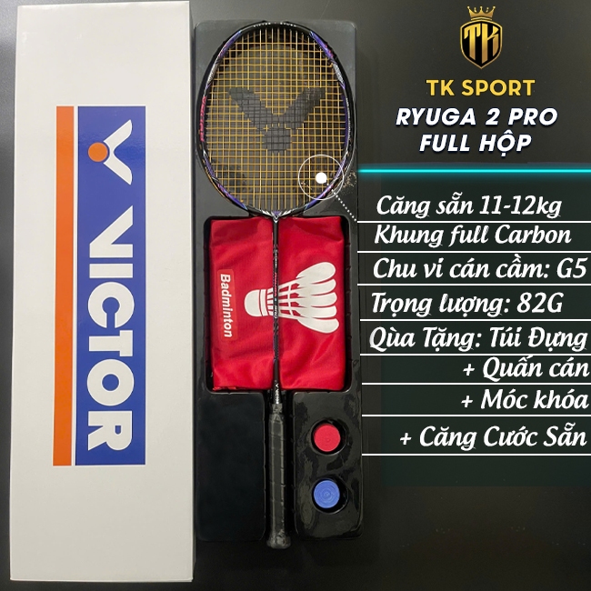 Vợt cầu lông Victor Ryuga 2 Pro Full hộp khung Carbon căng sẵn 11kg (Max 13kg) tặng kèm quấn cán túi