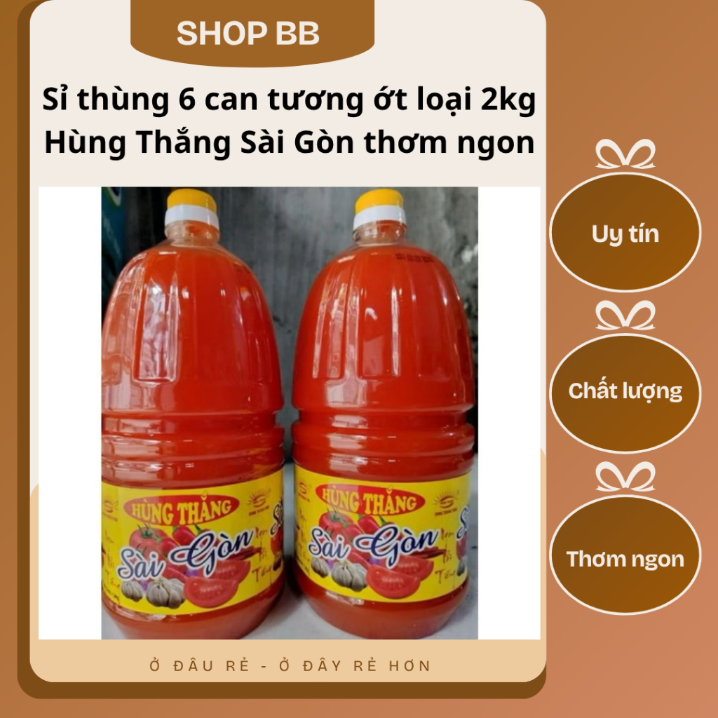 Sỉ thùng 6 can tương ớt, tương cà Sài Gòn Hùng Thắng 2l giá rẻ thơm ngon, date xa