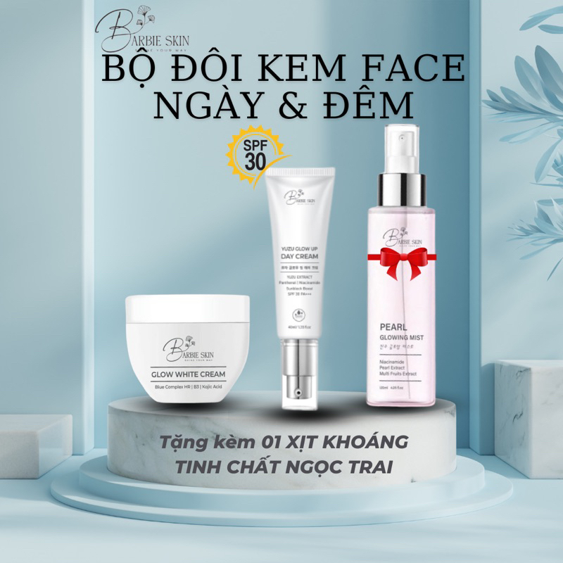 BỘ ĐÔI KEM FACE DƯỠNG TRẮNG HỒNG TỰ NHIÊN NGÀY VÀ ĐÊM BARBIE SKIN