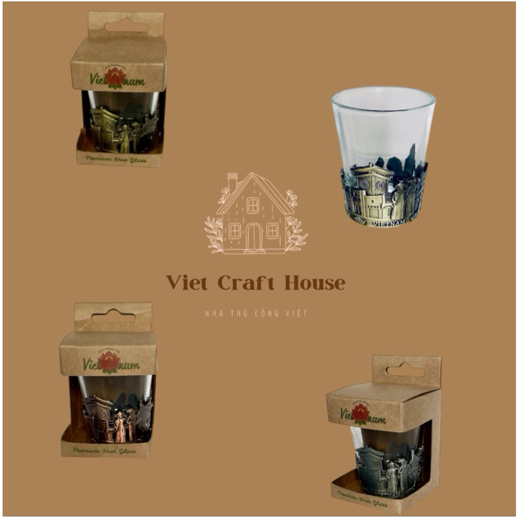 Ly cốc thuỷ tinh bọc Đồng  hình ảnh Việt Nam lưu niệm Việt Nam - Quà tặng lưu niệm