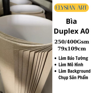 Bìa Duplex A0 250/400gsm, 1 Mặt Trắng, 1 Mặt Nhám, Làm Mô Hình, Báo Tường, Làm Background Sản Phẩm