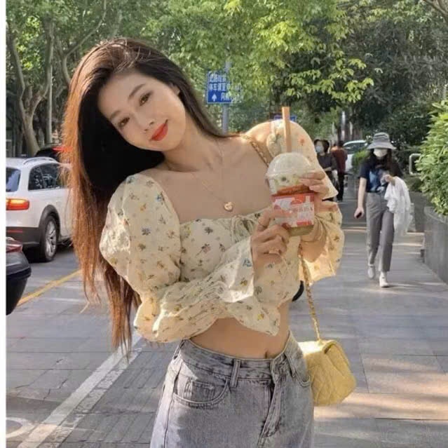 Áo hoa nhí tay bồng hottrend, ,áo đi biển, áo chụp xinh nhật xiêu xinh, áo tiểu thư tay bồng