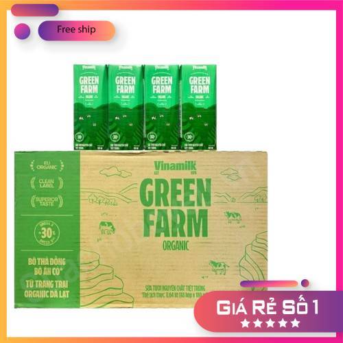 Sữa Tươi Tiệt Trùng Vinamilk Green Farm 100% Organic Không Đường Cao Cấp Hơn -Thùng 48 Hộp 180ML