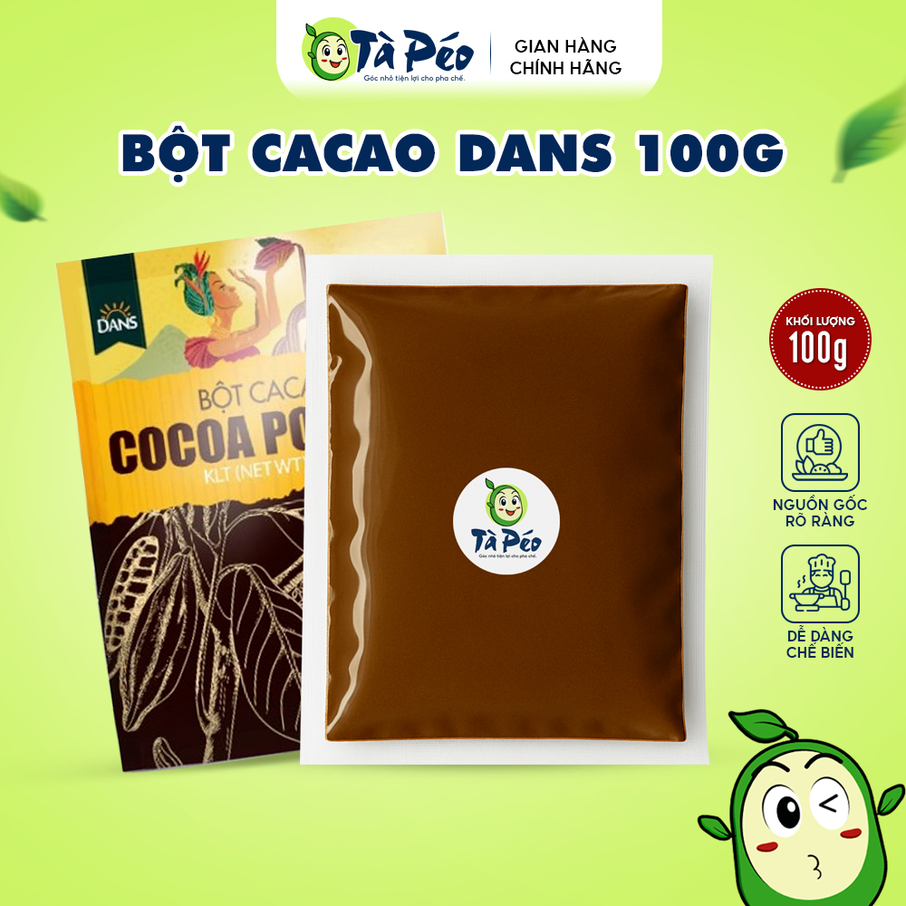 Bột Cacao Dans gói chiết 100g thơm ngon đậm vị nguyên chất TÀ PÉO
