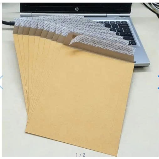 XẤP 10 CÁI Bao bì thư A4 giấy Kraft vàng có keo 2 mặt