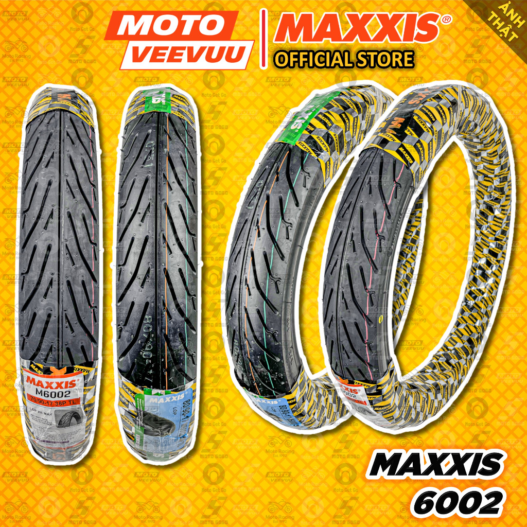 [MTVV] Vỏ lốp xe máy MAXXIS 6002 Chữ vàng không ruột 70/90-17 & 80/90-17 70 80 90 17 <END>
