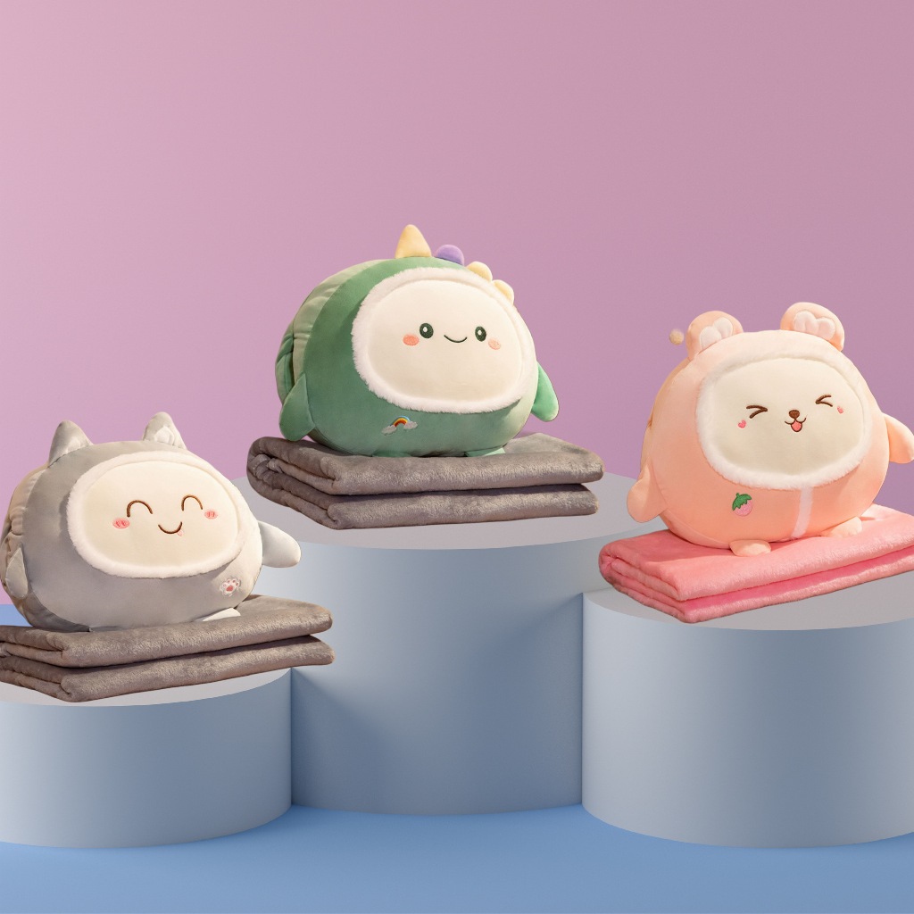 Chăn gối văn phòng 2 in 1 - Bộ gối kèm chăn mẫu mới - Gấu bông có chăn bên trong tiện lợi ở văn phòn