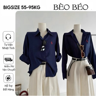 [BÈO BÉO BIGSIZE] SET 3 MÓN SƠ MI XANH THAN THÊU NGỰA - QUẦN SUÔNG KEM ỐNG RỘNG PHỐI DÂY NỊT FORM BIGSIZE 60-90KG