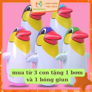  Lật Đật bơm hơi  từ 3 con tặng 1 bơm  hình Chim Cánh Cụt cực đáng yêu cho bé 