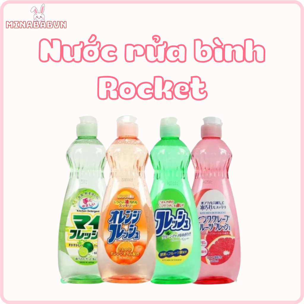 Nước rửa chén bát rau củ quả cho bé, Nước rửa chén bát Rocket hàng nội Địa Nhật Bản chai 600ml