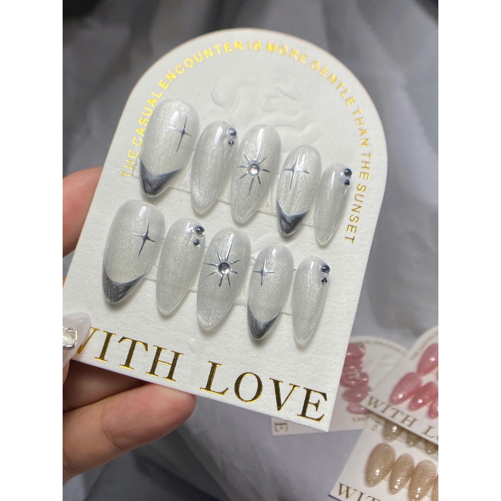 [H105] Nails mắt mèo kim cương - họa tiết sao băng
