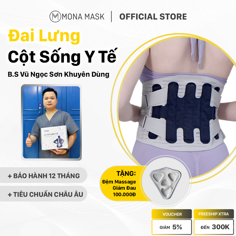 Đai Lưng Cột Sống Y Tế Nevor DL02 Định Hình Cột Sống - Giảm Đau, Cải Thiện Thoái Hóa, Thoát Vị Đĩa Đệm, Thần Kinh Toạ