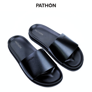  SD18 Dép nam quai ngang slipper Pathon quai Microfiber và đế TPR 2 lớp màu đen quai đen SD18 