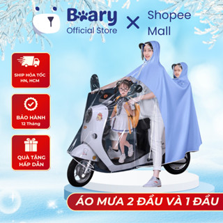 Áo Mưa Che Phủ Toàn Thân Nửa Trước Trong Suốt Cho Mẹ Và Bé, Vải Dù Siêu Nhẹ Có Kính Chắn Bảo Vệ AM03