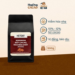 Túi 500g Bột cacao nguyên chất Việt Nam 100% không đường Heyday - Dòng Balanced phổ thông