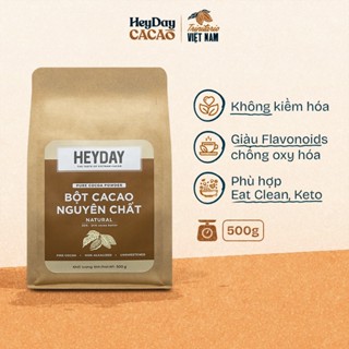 Túi 500g Bột Cacao Nguyên Chất Việt Nam 100%, Dòng Natural Không Kiềm Hóa - Heyday Cacao