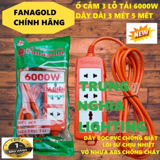  Ổ Cắm Điện 3 LỖ Chịu tải cao Công suất 6000W - Dây dài 3 MÉT 5 MÉT FANAGOLD 