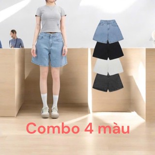 Quần Short - quần ngố Jean nữ ống rộng lưng cạp cao dây kéo xinh xắn dễ mặc