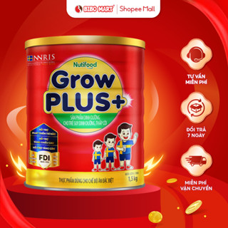 Sữa GrowPLUS+ Đỏ Lon 1,5kg Hỗ Trợ Tăng Cân Phát Triển Não Bộ Chiều Cao Dành Cho Bé Trên 1+- Bibomart 