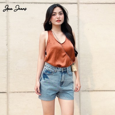 Aaa Jeans - Quần Short Jean Nữ Lưng Cao Cutoff Gấu Tua Cá Tính