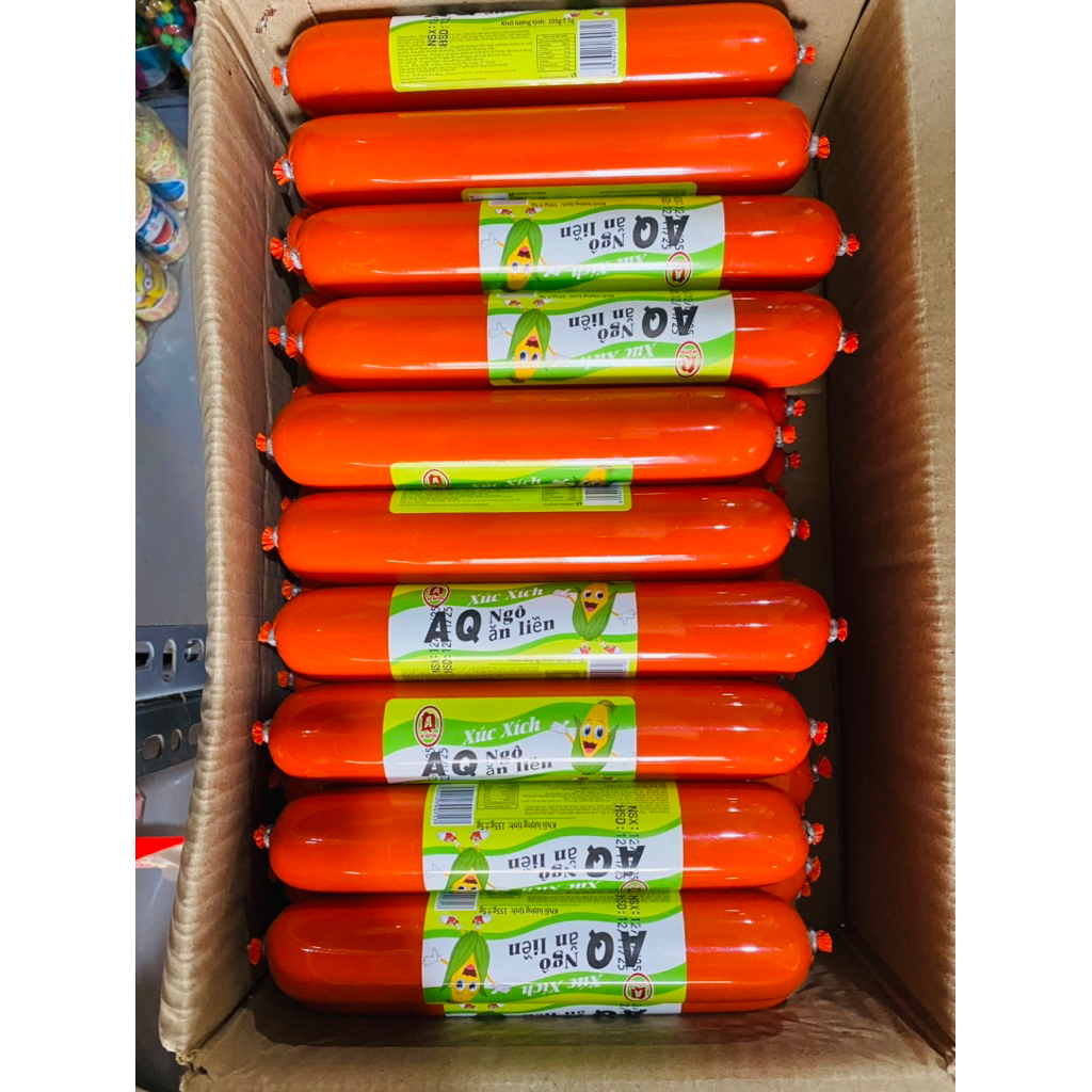 sỉ thùng 30 chiếc xúc xích dăm bông,   AQ vị ngô, cay 160g /1 chiếc