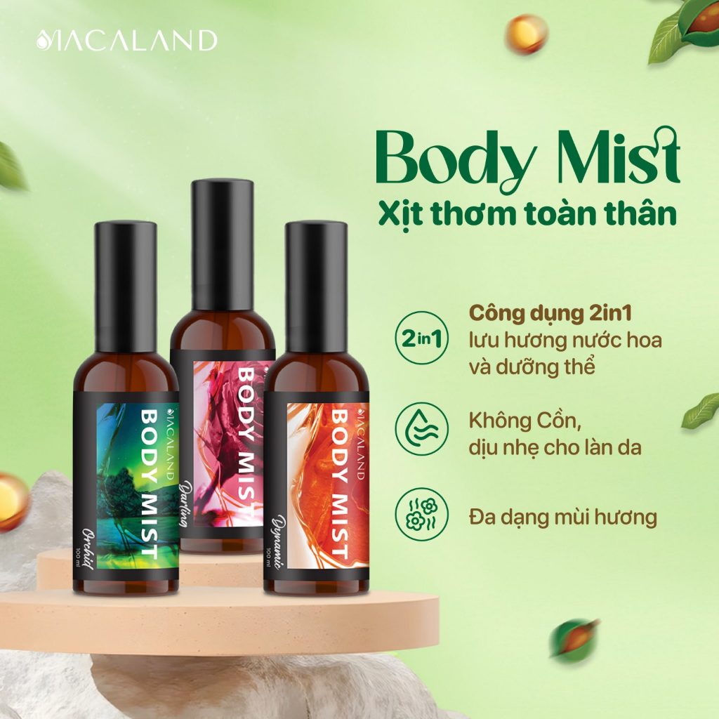 (MÙI MỚI) Body Mist xịt thơm body MACALAND 35/ 100mL dưỡng ẩm cho da, lưu hương nước hoa lâu -YOOSOO