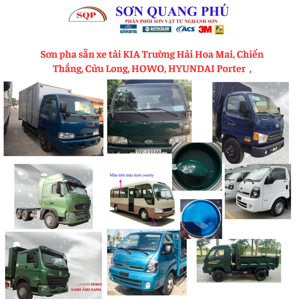 Sơn xe tải KIA, sơn nhà máy pha sẵn Kia Trường Hải, Hyundai, Chiến Thắng, Hoa Mai xe tải SONQUANGPHU