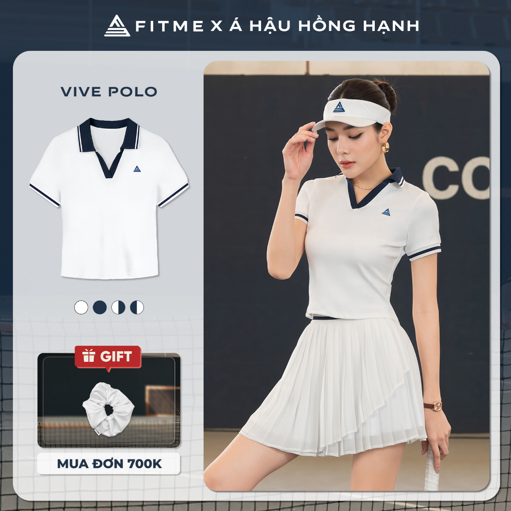 Áo polo tennis pickleball nữ Fitme VIVE ES chất liệu thoáng khí kháng khuẩn chống mùi APSP01 | BigBuy360 - bigbuy360.vn