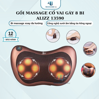 Gối Massage Cổ Vai Gáy 8 Bi Hồng Ngoại ALIZZ 13590 Công Nghệ Xoay Đa Chiều Sưởi Ấm Bằng Tia Hồng Ngoại Bảo Hành 12 Tháng