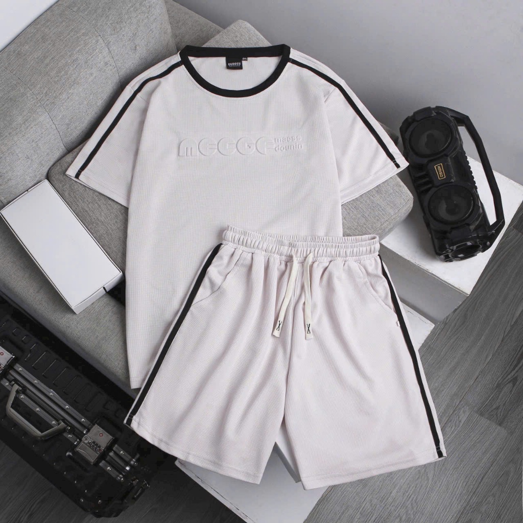 Bộ Quần Áo Nam Thể Thao Nam Nữ MECGF Dập Chữ Nổi 3D, Chất Liệu Vải Cotton Waffle thoáng mát thấm hút mồ hôi Menswear