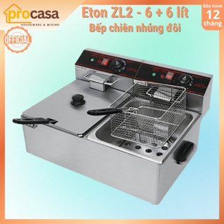Bếp chiên nhúng đôi ngập dầu ETON ZL2 - 6 lít + 6 lít - 2500W + 2500W - chiên cá viên gà viên khoai tây gà rán
