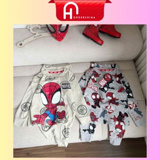  Set 2 bộ siêu nhân nhện xám be dài tay hình ép sắc nét chất cotton mềm mịn cho bé - HNOrderChina 