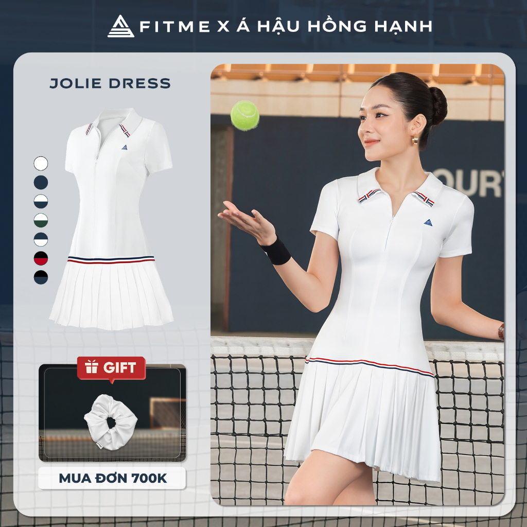 Váy tennis pickleball nữ Fitme JOLIE ES phối nơ tặng kèm quần bảo hộ, chất co giãn thoáng khí DNSP01 | BigBuy360 - bigbuy360.vn